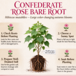 Confederate Rose Bare Root Plants, Hardy Confederate Rose Perennial Shrubs, Large Color-Changing Blooms for Garden, Courtyard & Landscape - Image 4