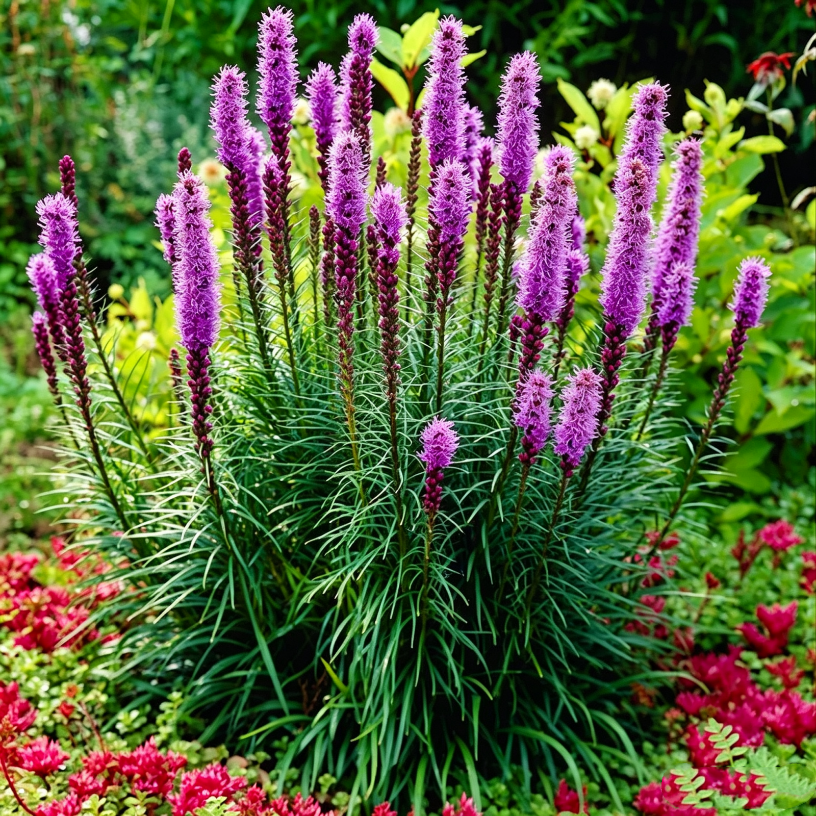高清修复图片 (25) Liatris Spicata Bulbs, Blazing Star, Gayfeather, Perennial Purple Flower Root, Hardy Ornamental Plant for Garden Border & Cut Flower - Image 1